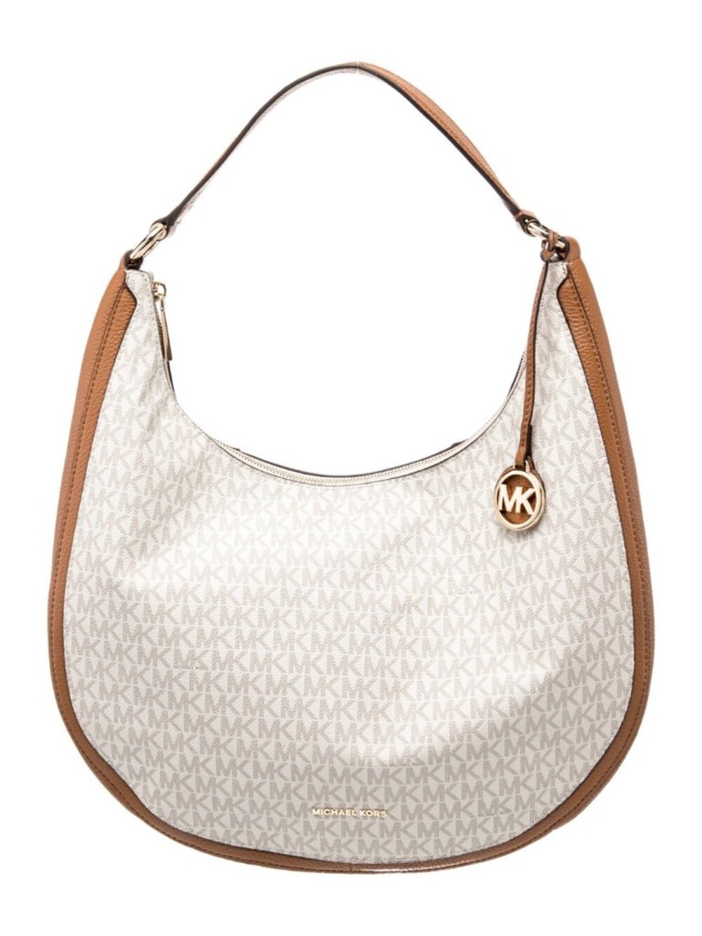Michael Kors Cream & Tan Monogram Hobo Handbag